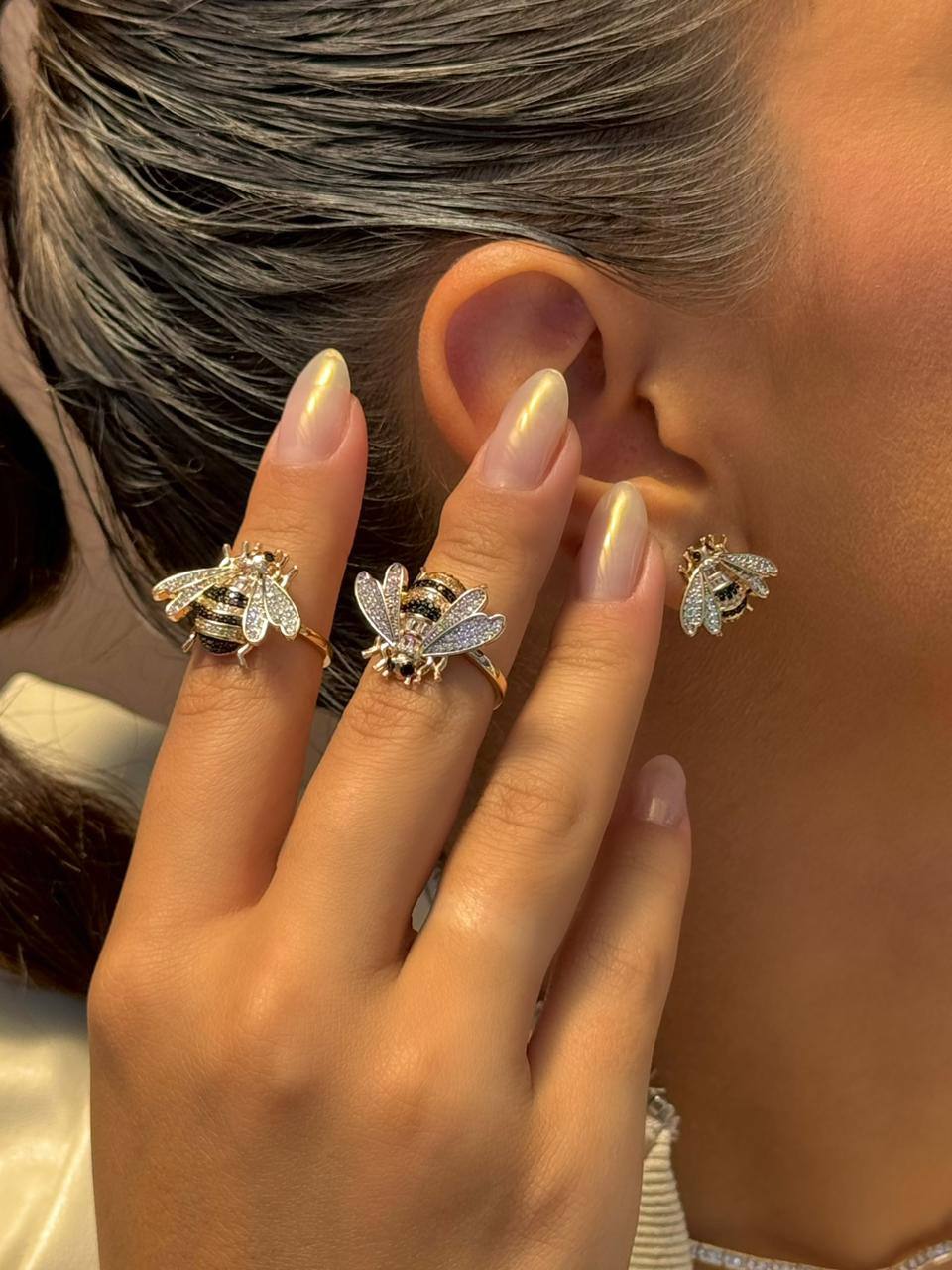 Anel abelha inspiração alta joalheria